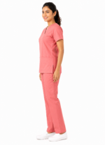 Panuniforms Coral P 06 Shirt, Pant Hospital Scrub (Coral Pink, Pink, Light Red) - Image 2