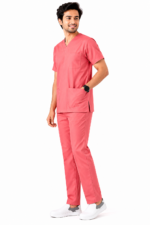 Panuniforms Coral P 06 Shirt, Pant Hospital Scrub (Coral Pink, Pink, Red) - Image 4