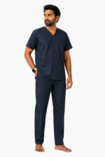 Panuniforms M Olive B 06 Shirt, Pant Hospital Scrub (Olive Blue, Navy Blue)