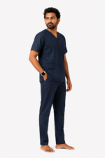Panuniforms M Olive B 06 Shirt, Pant Hospital Scrub (Olive Blue, Navy Blue) - Image 4