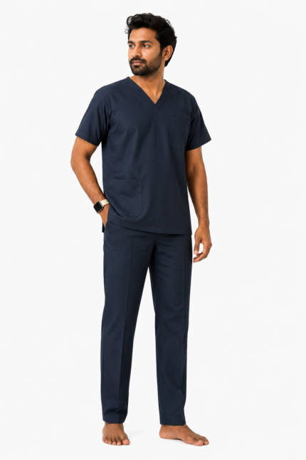 Panuniforms M Olive B 06 Shirt, Pant Hospital Scrub (Olive Blue, Navy Blue)