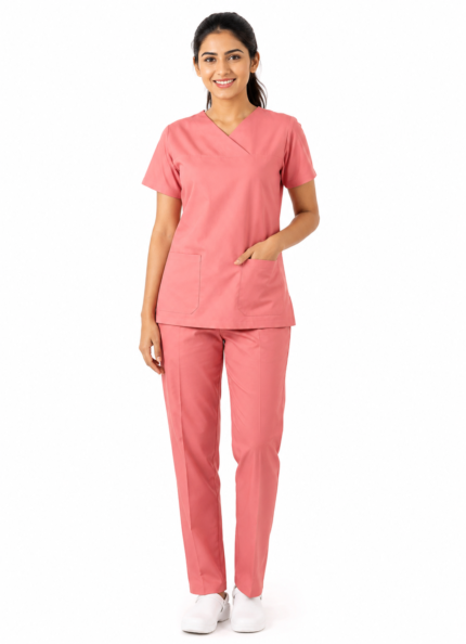 Panuniforms Coral P 06 Shirt, Pant Hospital Scrub (Coral Pink, Pink, Light Red)